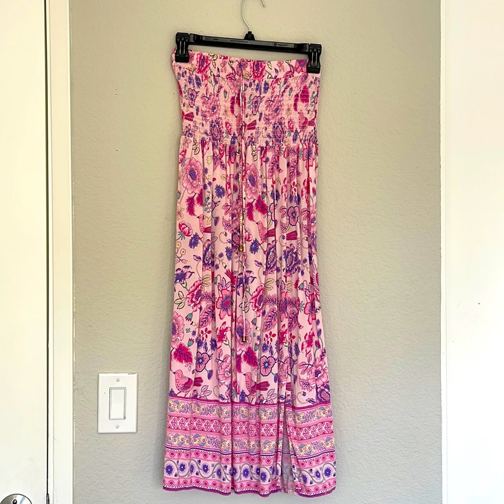 SundayUP Pink Floral Long Skirt